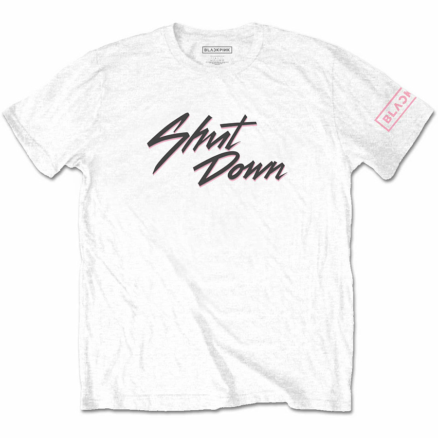 BlackPink tričko, Shut Down Sleeve Print White, pánské, velikost S