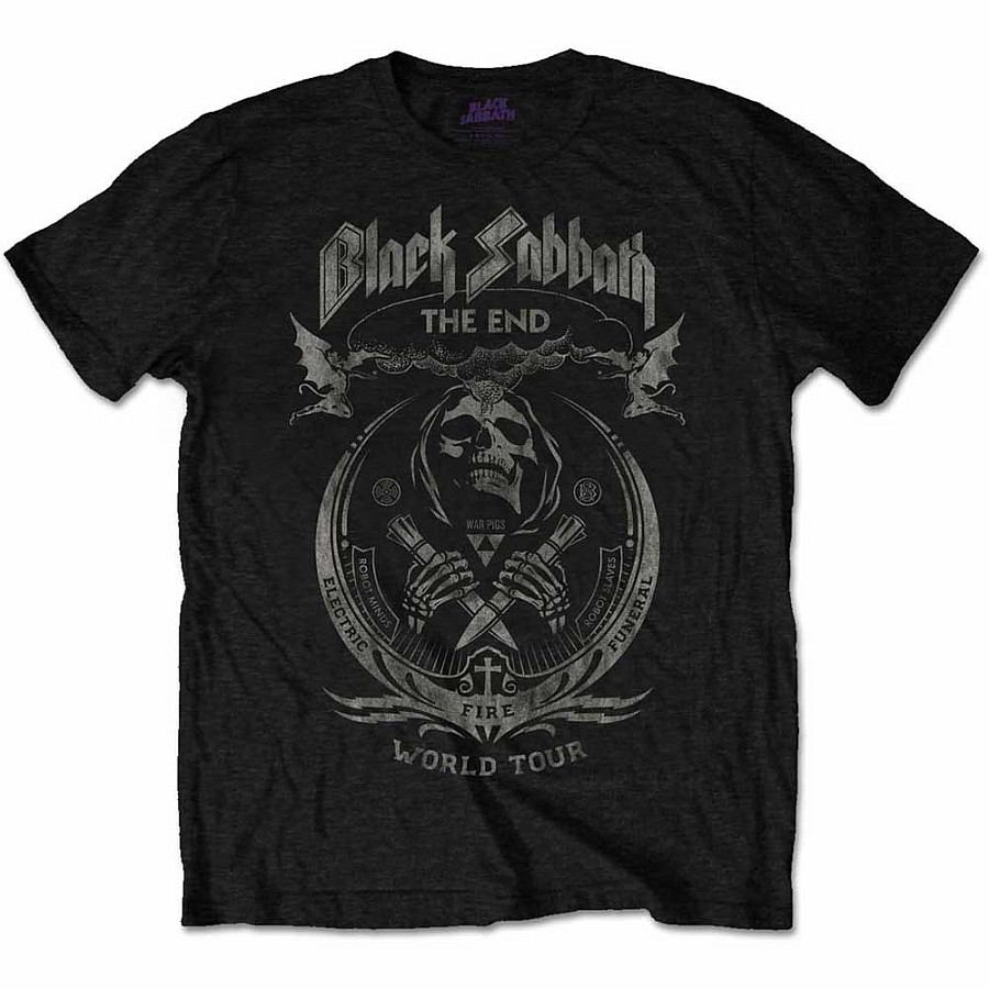 Black Sabbath tričko, The End Mushroom Cloud Distressed Black, pánské, velikost S