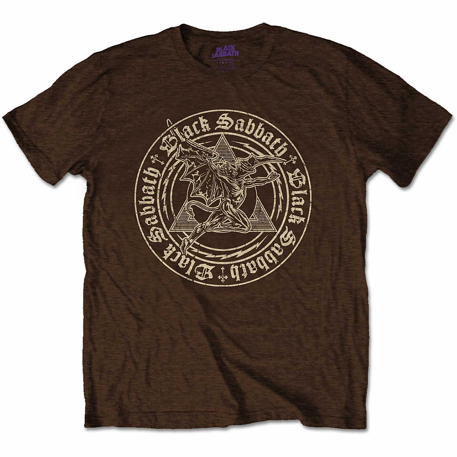 Black Sabbath tričko, Henry Pyramid Emblem Chocolate Brown, pánské, velikost S