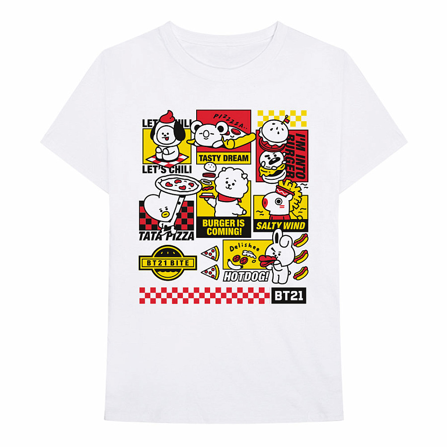 BT21 tričko, Bite Fast Food White, pánské, velikost S