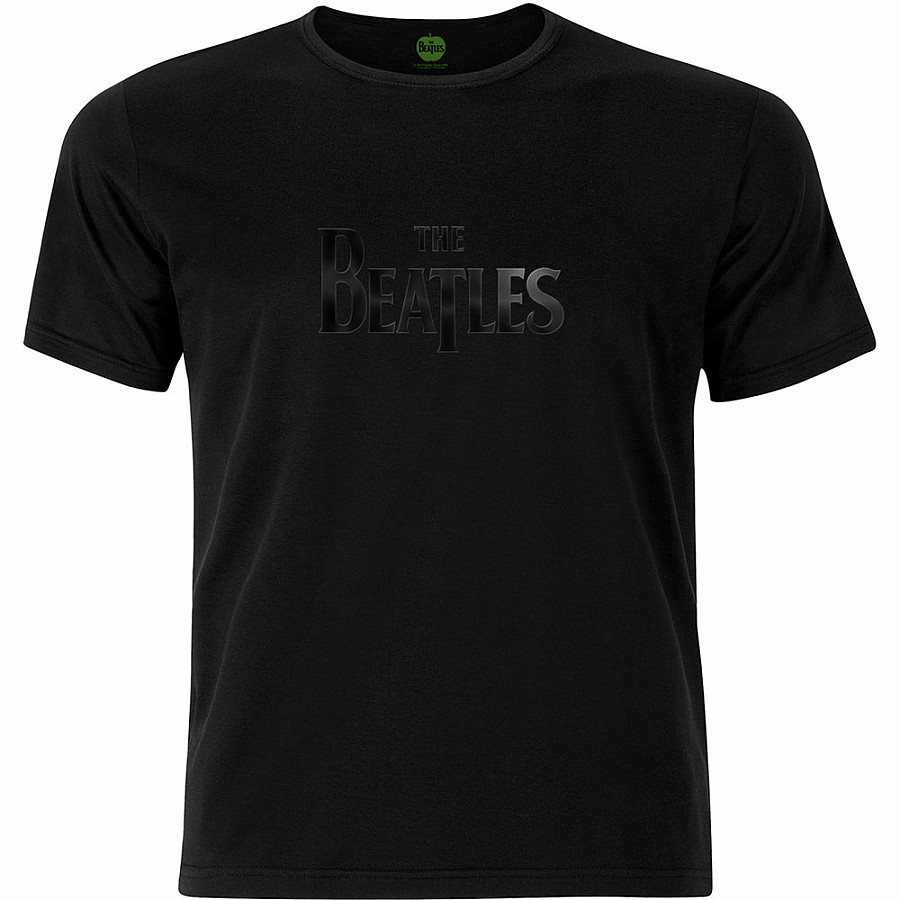 The Beatles tričko, Drop T Logo Hi-Build Black on Black, pánské, velikost L