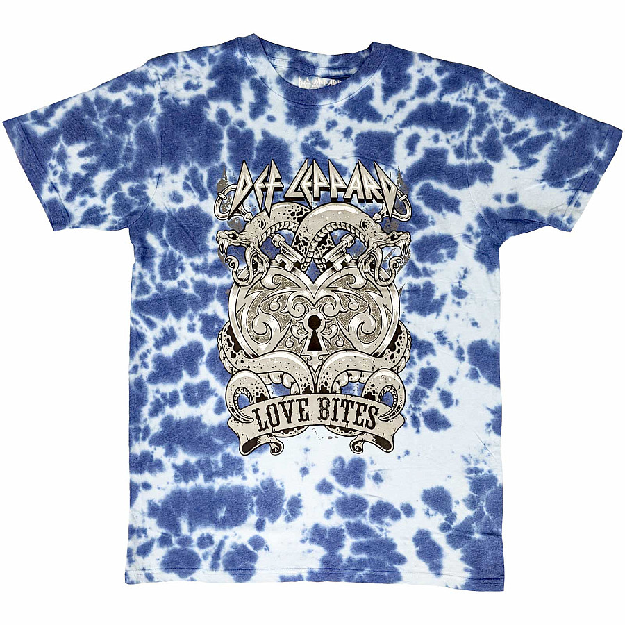 Def Leppard tričko, Love Bites Dip Dye Wash Blue, pánské, velikost L