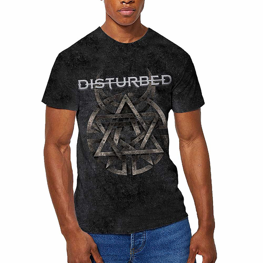 Disturbed tričko, Riveted Dip-Dye Mineral Wash Grey, pánské, velikost L