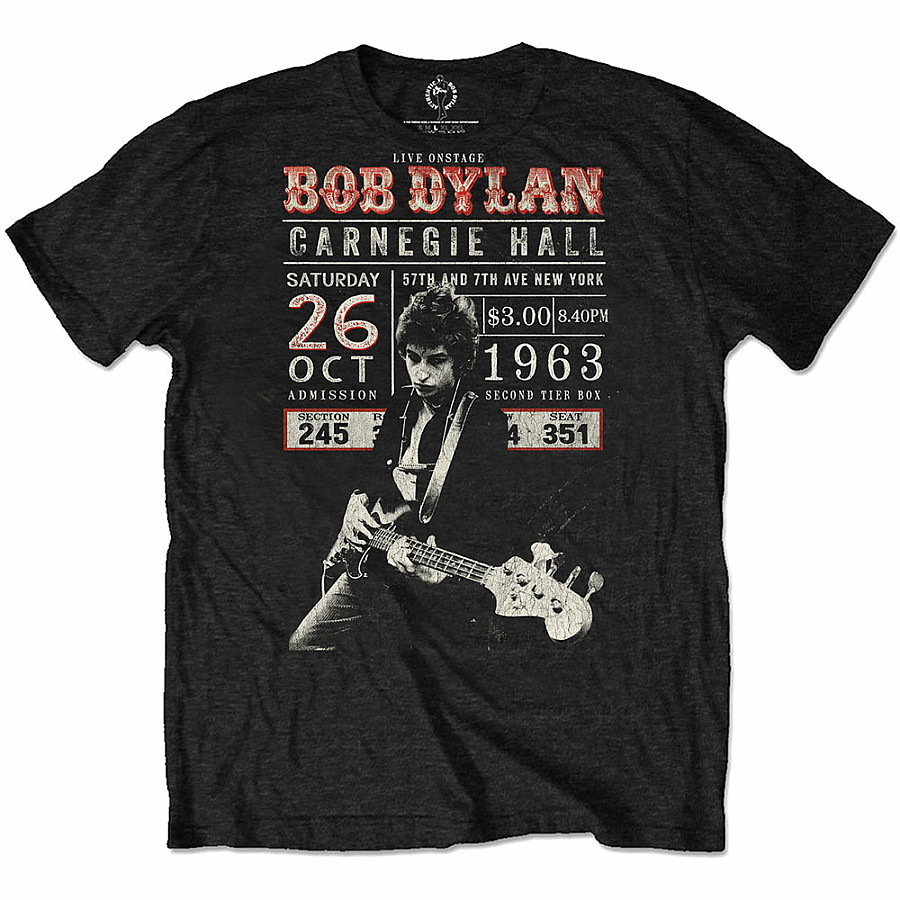 Bob Dylan tričko, Carnegie Hall ´63 Eco-Tee Black, pánské, velikost S