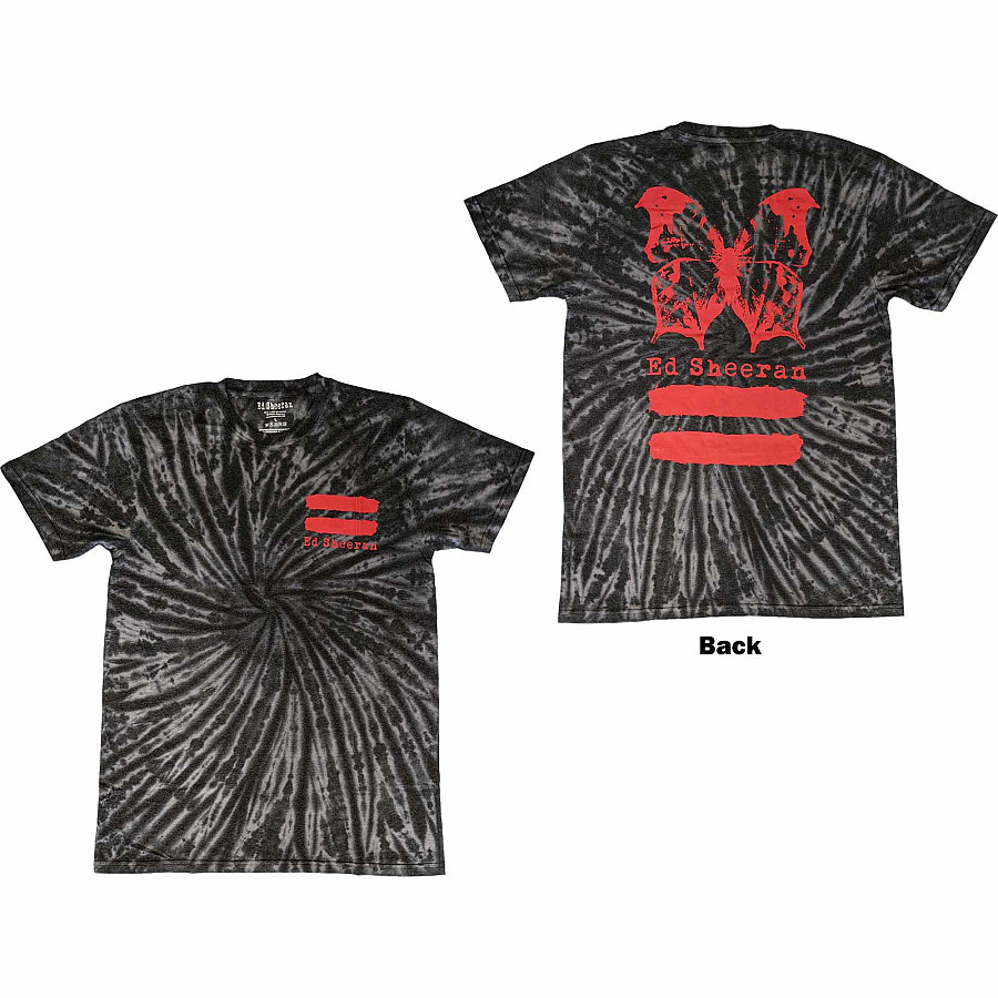 Ed Sheeran tričko, Red Equals Butterfly BP Wash Collection Black, pánské, velikost L