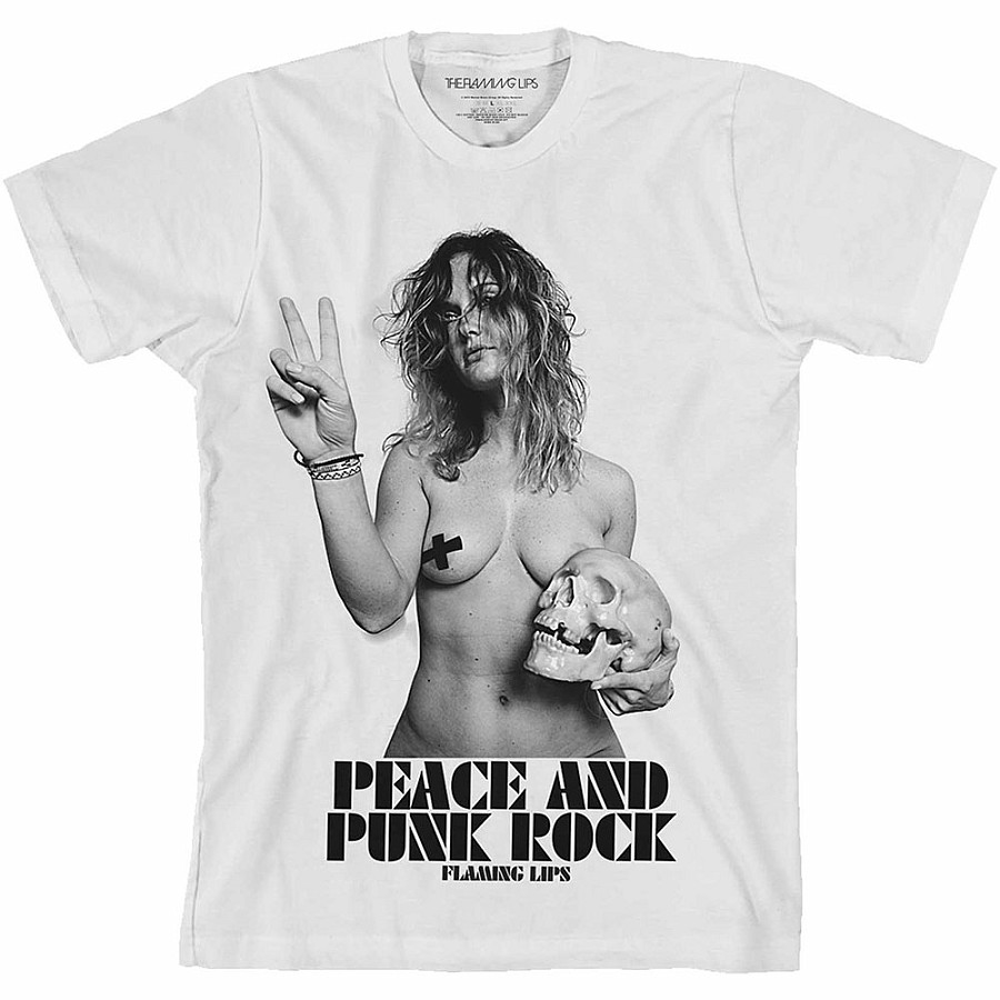 The Flaming Lips tričko, Peace &amp; Punk Rock Girl White, pánské, velikost M