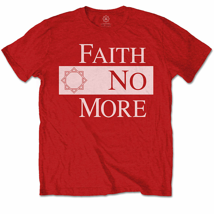 Faith No More tričko, Classic New Logo Star White on Red, pánské, velikost M