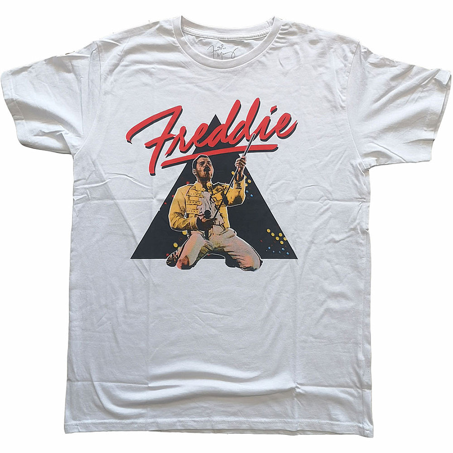 Queen tričko, Freddie Mercury Triangle White, pánské, velikost XL