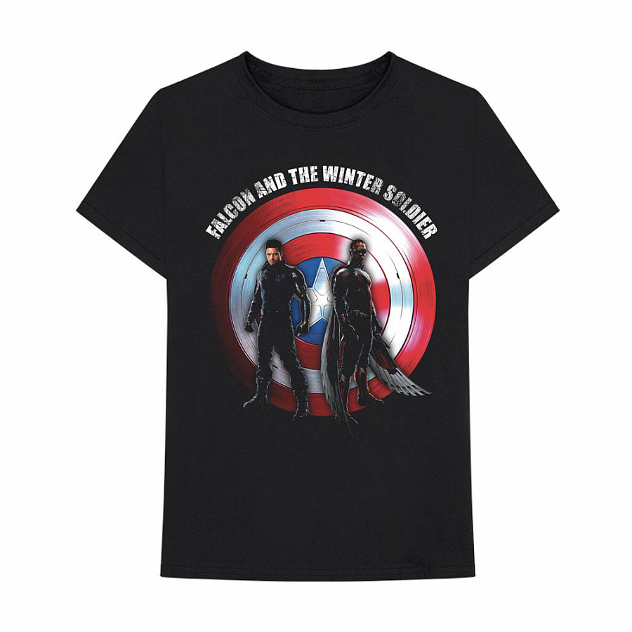 Marvel Comics tričko, Falcon &amp; Winter Soldier Shield Logo Black, pánské, velikost XL