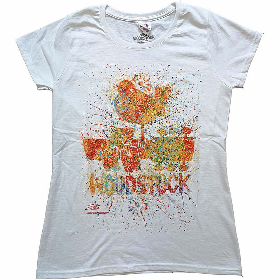 Woodstock tričko, Splatter Girly White, dámské, velikost XXL