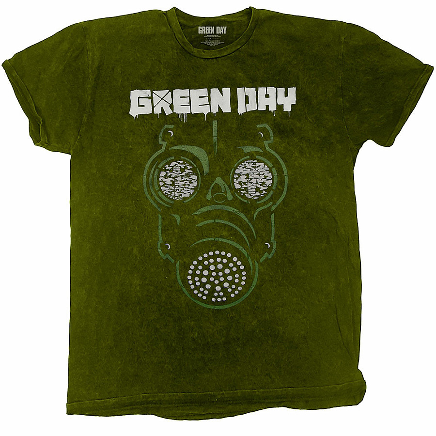 Green Day tričko, Gas Mask Dip-Dye Green, pánské, velikost L