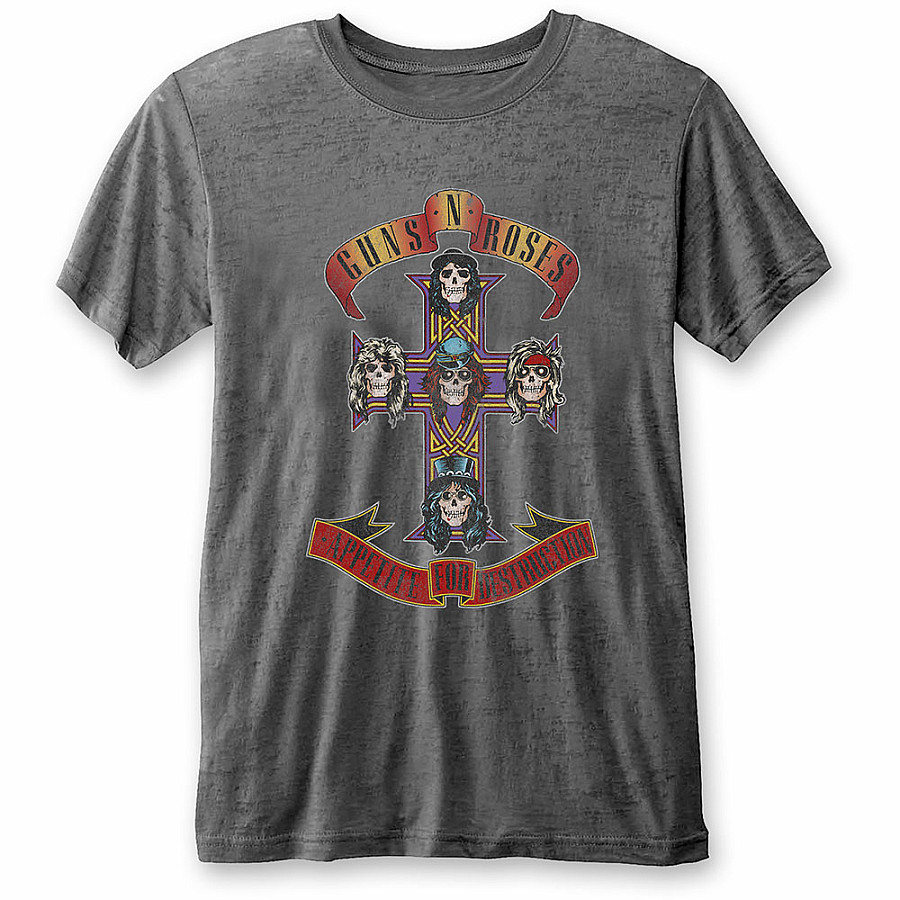 Guns N Roses tričko, Appetite for Destruction Burn Out Grey, pánské, velikost XL