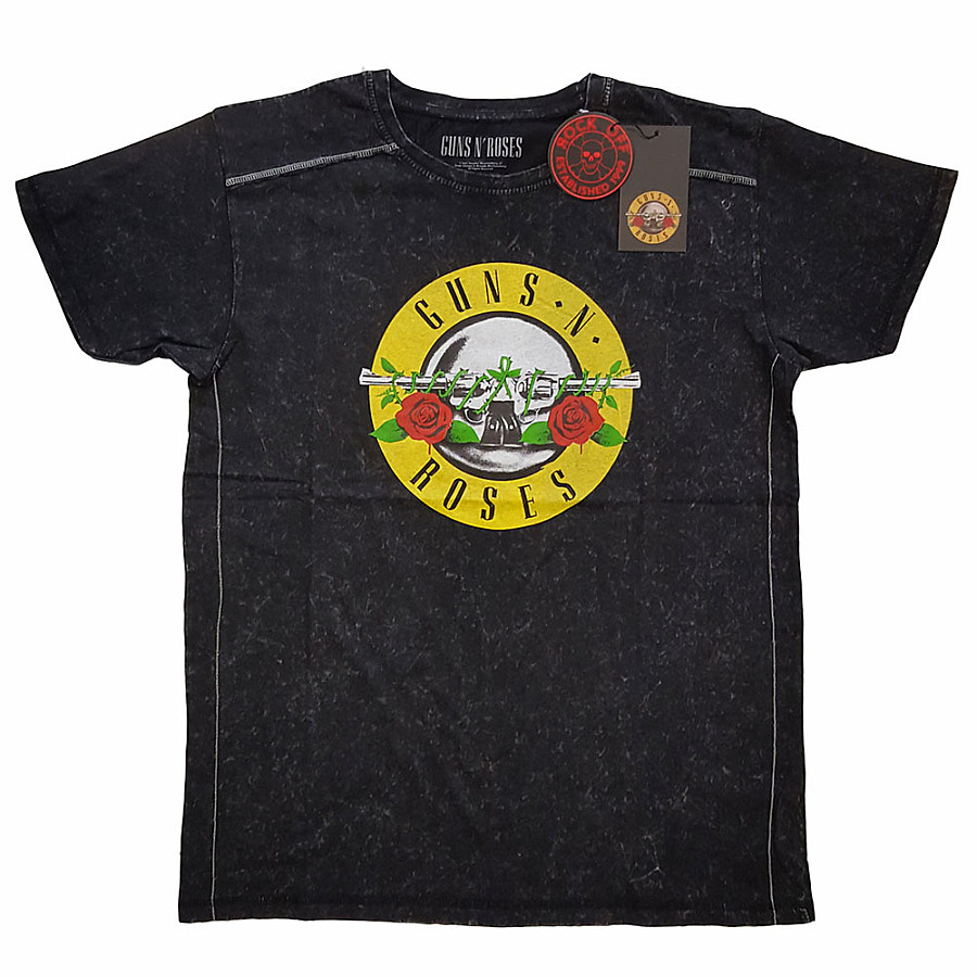 Guns N Roses tričko, Classic Logo Snow Washed Black, pánské, velikost S
