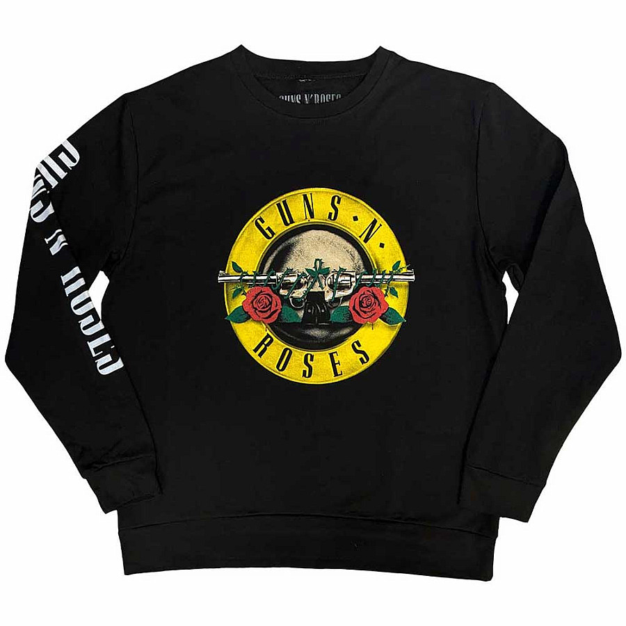 Guns N Roses mikina, Sweatshirt Classic Logo Sleeve Print Black, pánská, velikost M