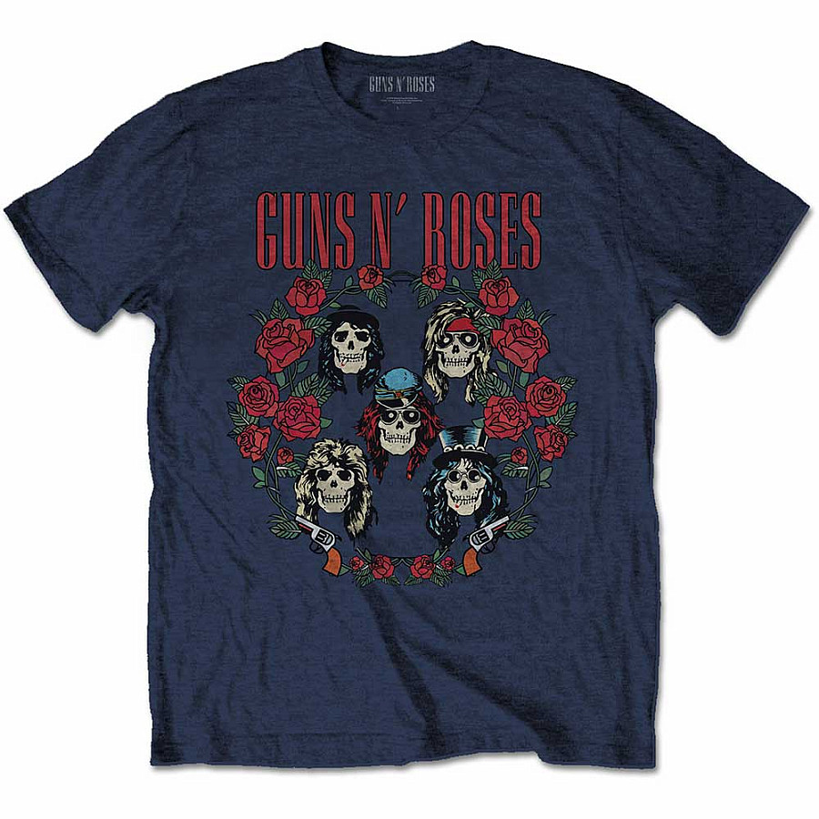 Guns N Roses tričko, Skulls Wreath Blue, pánské, velikost M