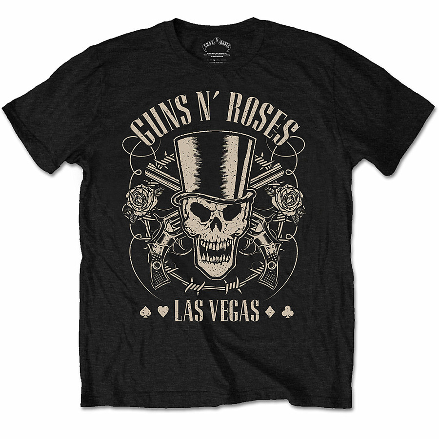 Guns N Roses tričko, Top Hat Skull &amp; Pistols Las Vegas, pánské, velikost XXL