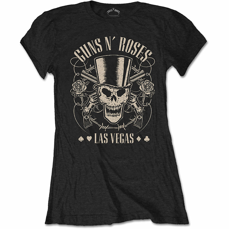 Guns N Roses tričko, Top Hat Skull &amp; Pistols Las Vegas, dámské, velikost XL