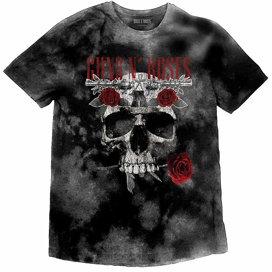 Guns N Roses tričko, Flower Skull Dip-Dye Grey, pánské, velikost L