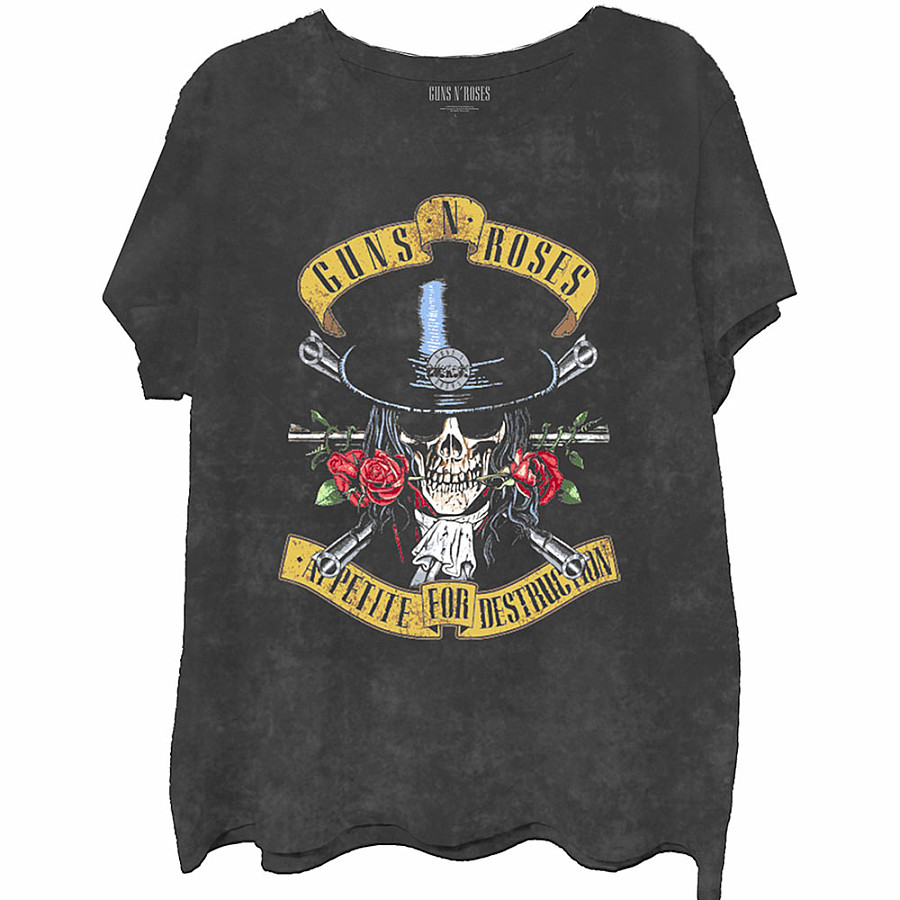 Guns N Roses tričko, Appetite Washed Dip-Dye Black, pánské, velikost S