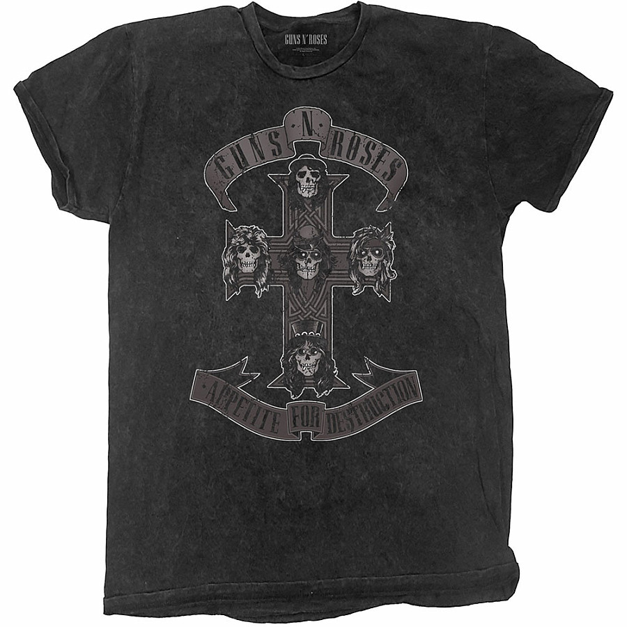 Guns N Roses tričko, Monochrome Cross Dip-Dye Black, pánské, velikost XL