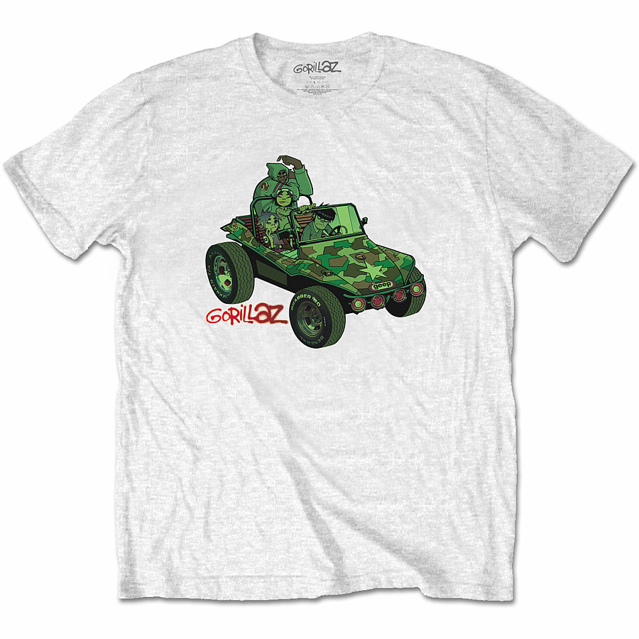 Gorillaz tričko, Green Jeep White, pánské, velikost L