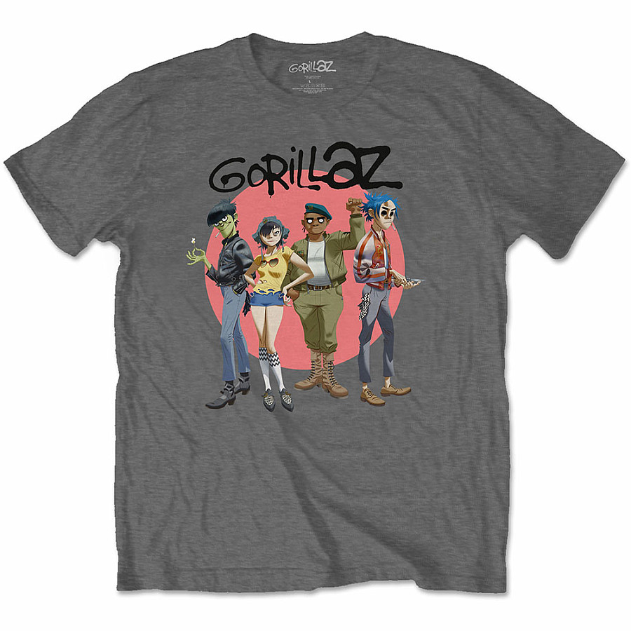 Gorillaz tričko, Group Circle Rise Grey, pánské, velikost S