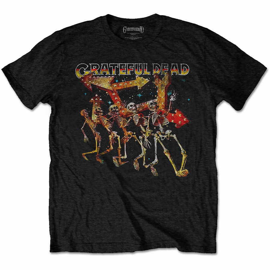 Grateful Dead tričko, Truckin&#039; Skellies Vintage Black, pánské, velikost S