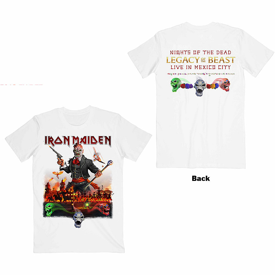 Iron Maiden tričko, LOTB Live In Mexico City BP White, pánské, velikost XL