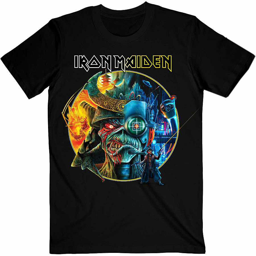 Iron Maiden tričko, The Future Past Tour &#039;23 Circle Art Black, pánské, velikost L