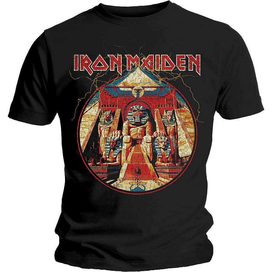 Iron Maiden tričko, Powerslave Lightning Circle, pánské, velikost L