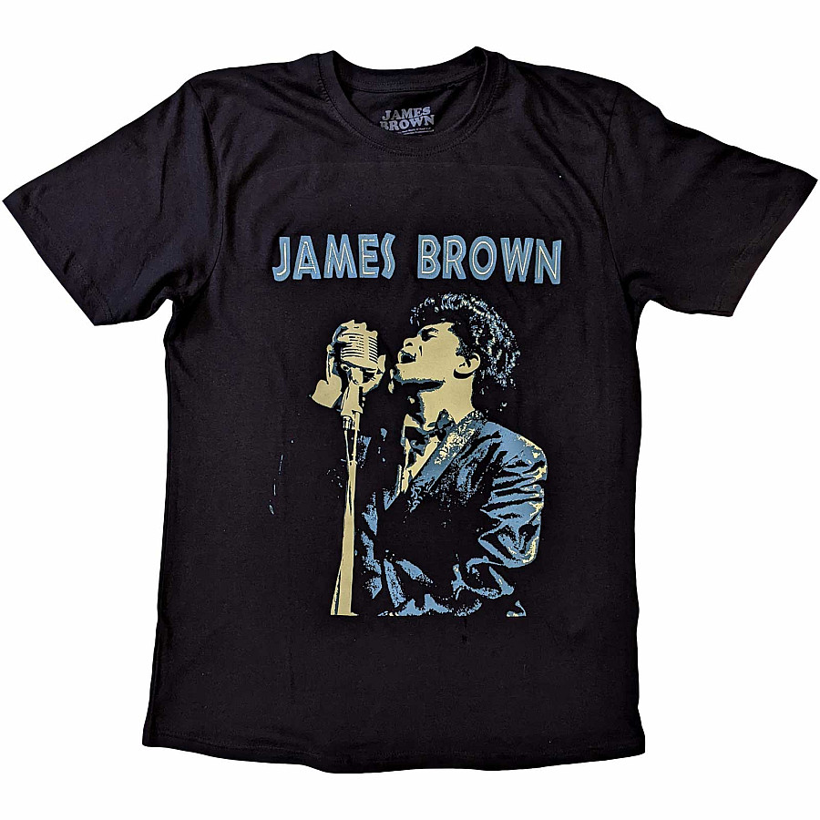 James Brown tričko, Holding Mic Black, pánské, velikost L