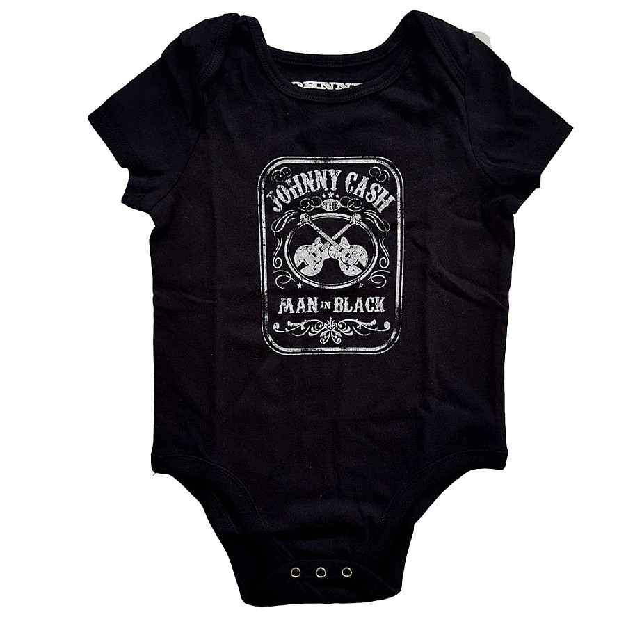 Johnny Cash kojenecké body tričko, Man In Black Black, dětské, velikost XL velikost XL (12-18 měsíců)
