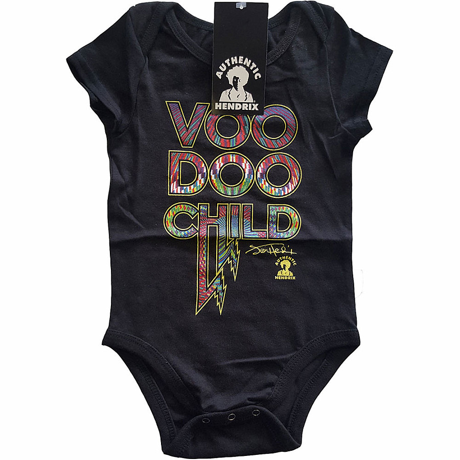 Jimi Hendrix kojenecké body tričko, Voodoo Child Black, dětské, velikost XL velikost XL (12 měsíců)