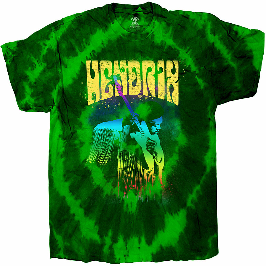 Jimi Hendrix tričko, Hear The Vibe Dip-Dye Green, pánské, velikost S