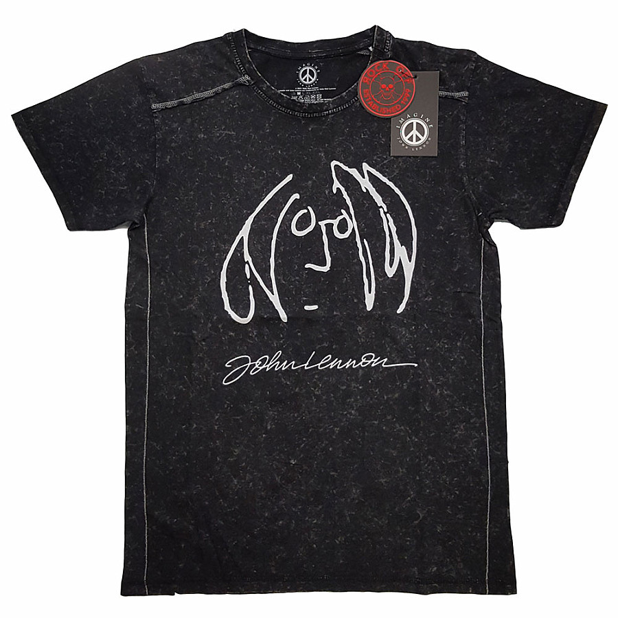 John Lennon tričko, Self Portrait Snow Washed Black, pánské, velikost L