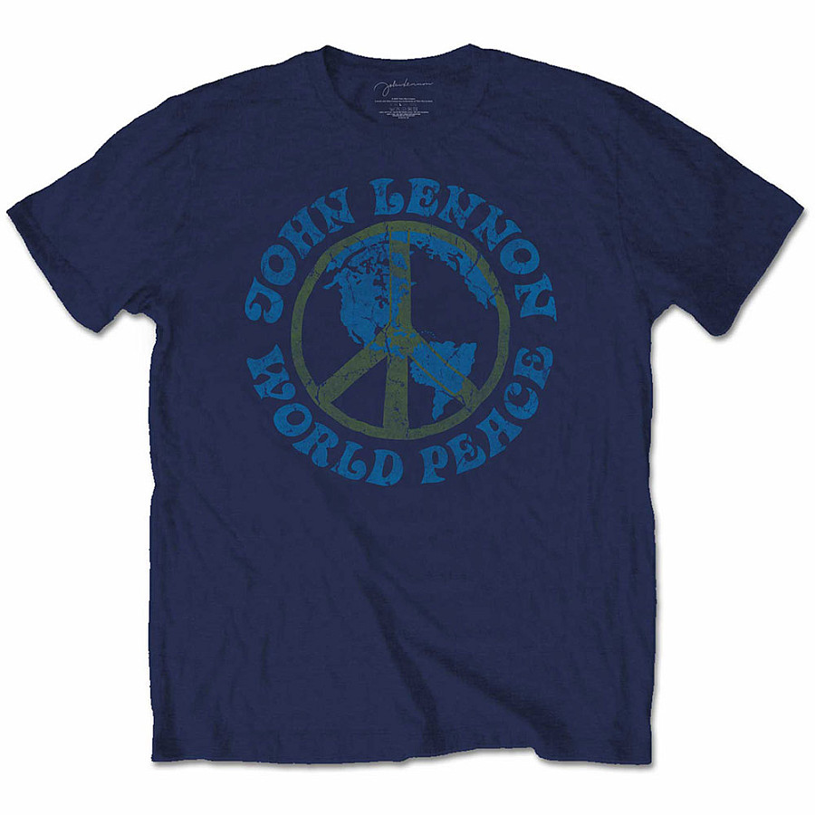 John Lennon tričko, World Peace Blue, pánské, velikost L