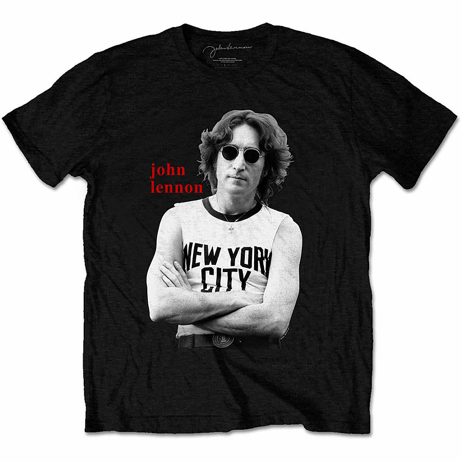 John Lennon tričko, New York City B&amp;W Black, pánské, velikost XL