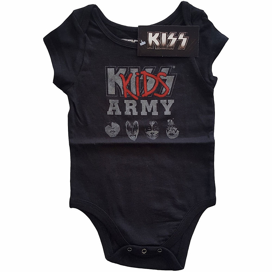 KISS kojenecké body tričko, Army Black, dětské, velikost L velikost L (6-9 měsíc)