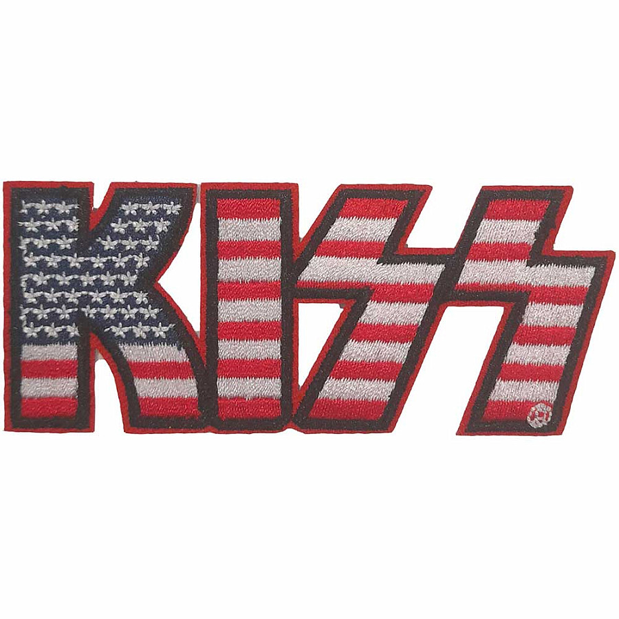 KISS tkaná nažehlovačka PES 95x40 mm, American Flag Logo