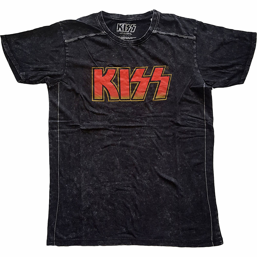 KISS tričko, Classic Logo Snow Washed Black, pánské, velikost XXL