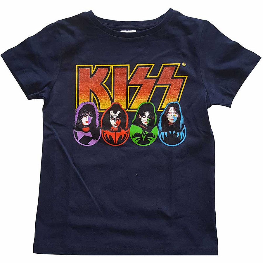 KISS tričko, Logo, Faces &amp; Icons Navy, dětské, velikost L velikost L věk (9-10 let)