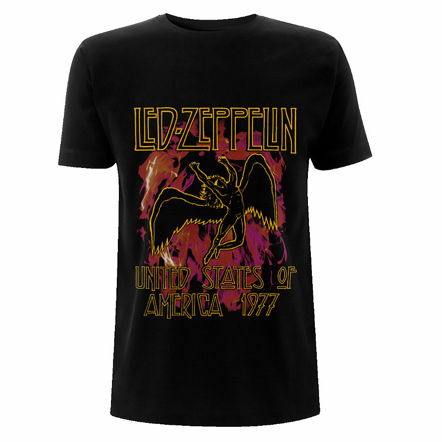 Led Zeppelin tričko, Black Flames Black, pánské, velikost L