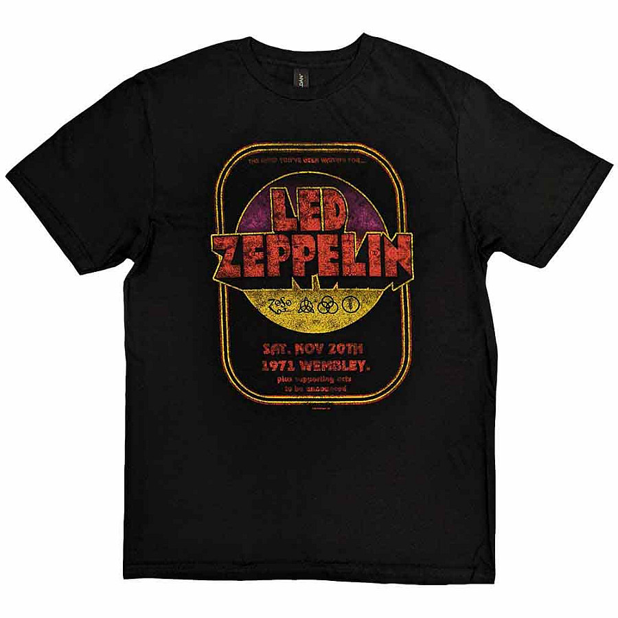 Led Zeppelin tričko, 1971 Wembley Black, pánské, velikost L
