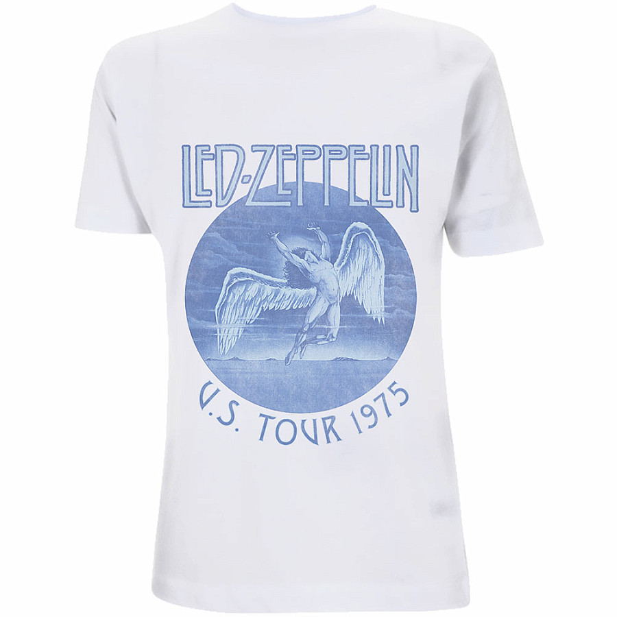 Led Zeppelin tričko, Tour 75´ Blue Wash White, pánské, velikost XXL