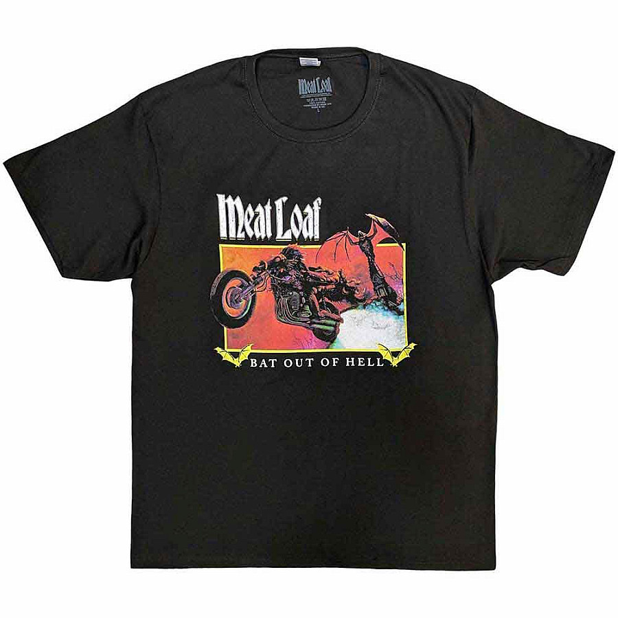 Meat Loaf tričko, Bat Out Of Hell Rectangle Charcoal Grey, pánské, velikost M