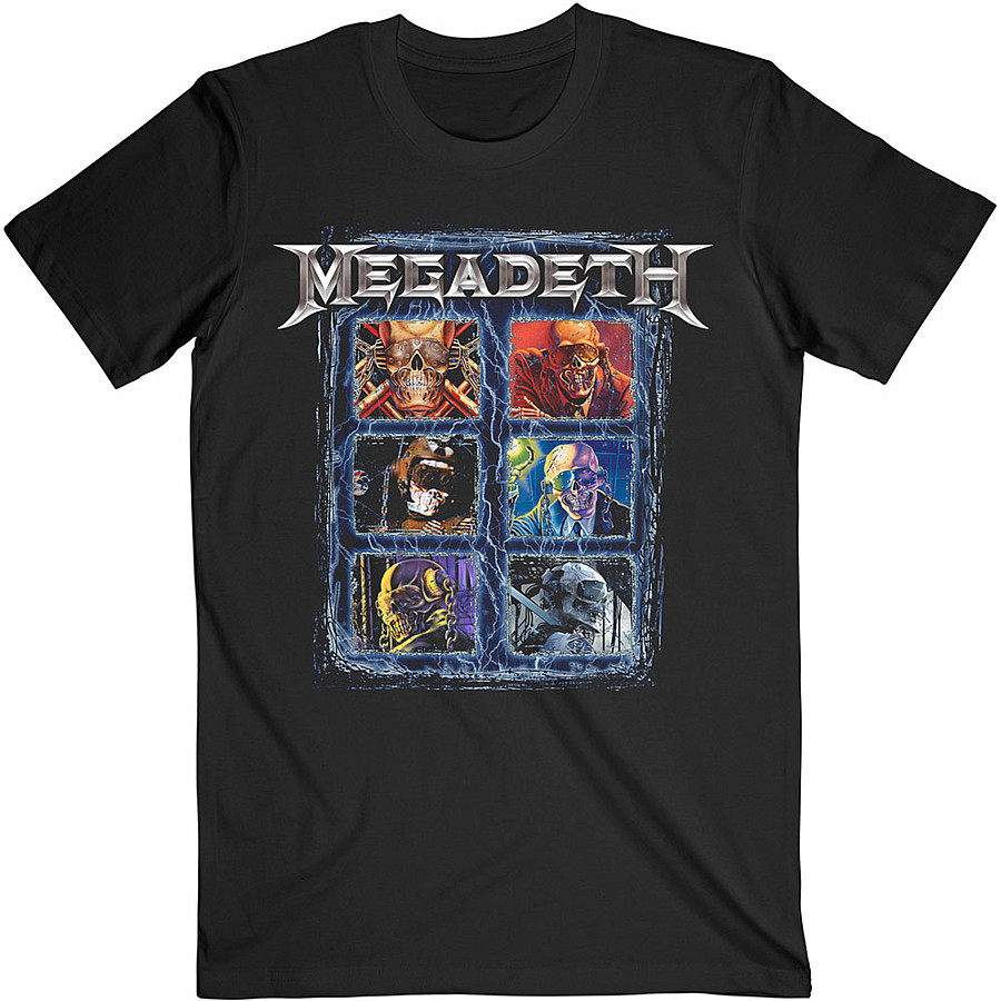 Megadeth tričko, Vic Head Grid Black, pánské, velikost XL