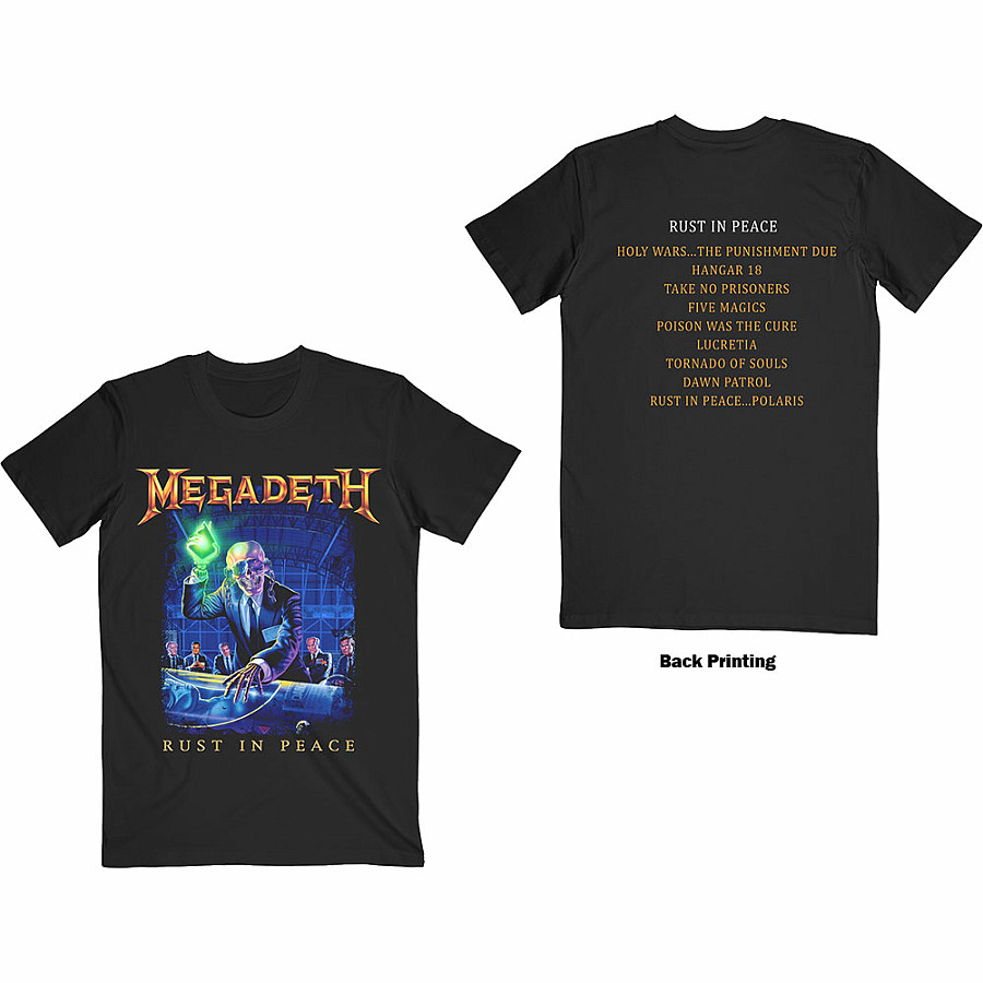 Megadeth tričko, Rust In Peace 30th Tracklist (Back Print) Black, pánské, velikost M