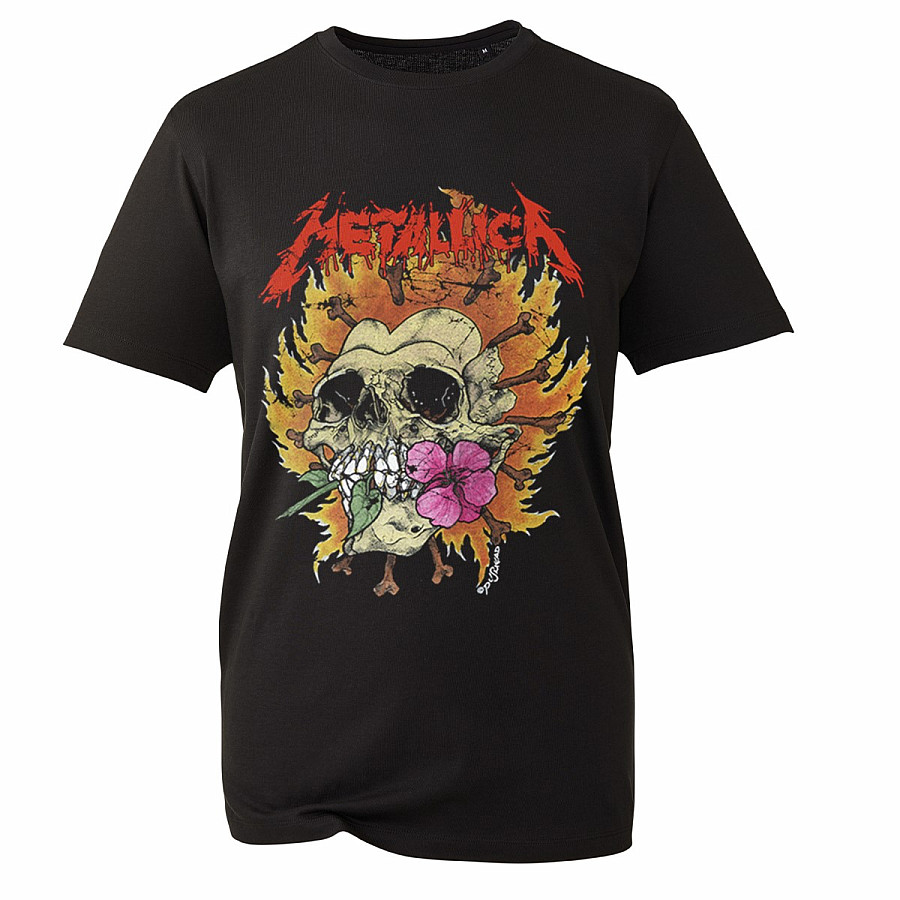 Metallica tričko, Flower Skull Red Logo Black, pánské, velikost XXL