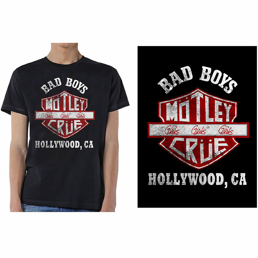 Motley Crue tričko, Bad Boys Shield Black, pánské, velikost S