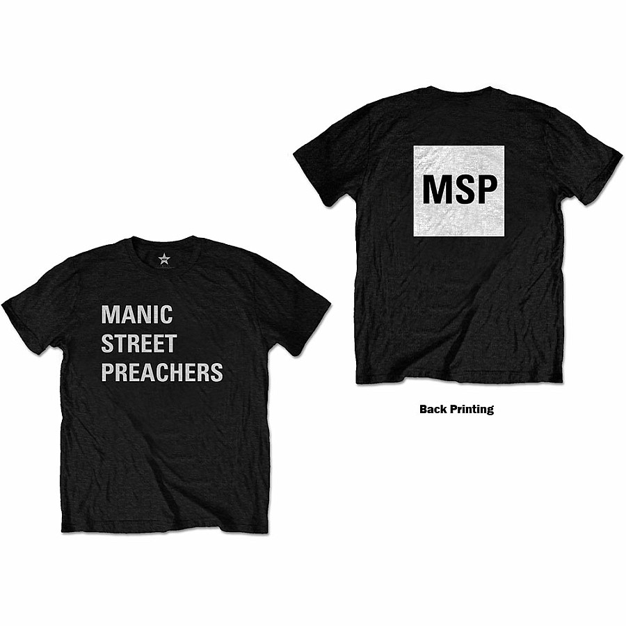 Manic Street Preachers tričko, Block Logo BP Black, pánské, velikost S